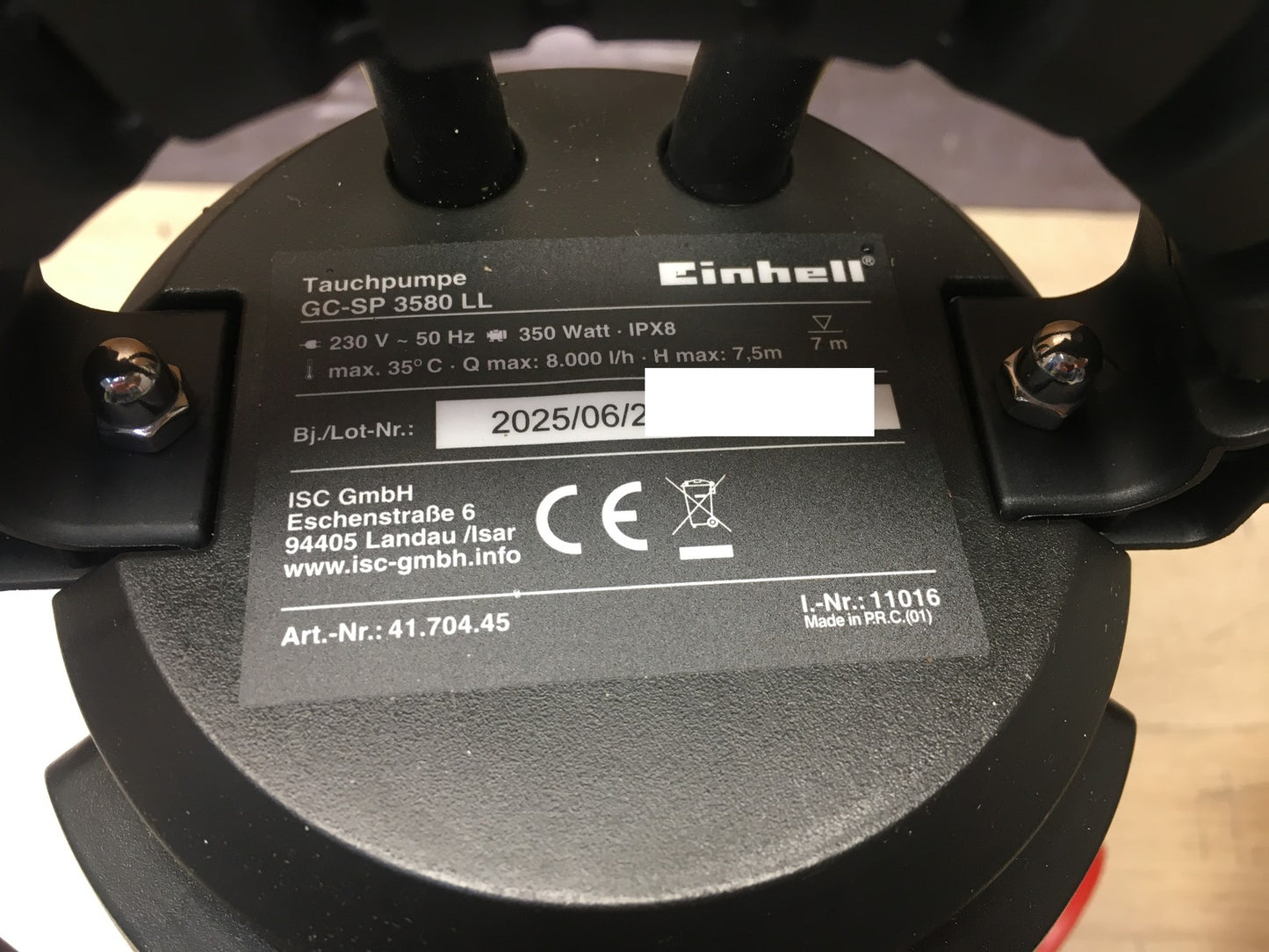 Einhell Tauchpumpe GC-SP 3580 LL, 350 W, 8.000 Liter pro Stunde, I39980