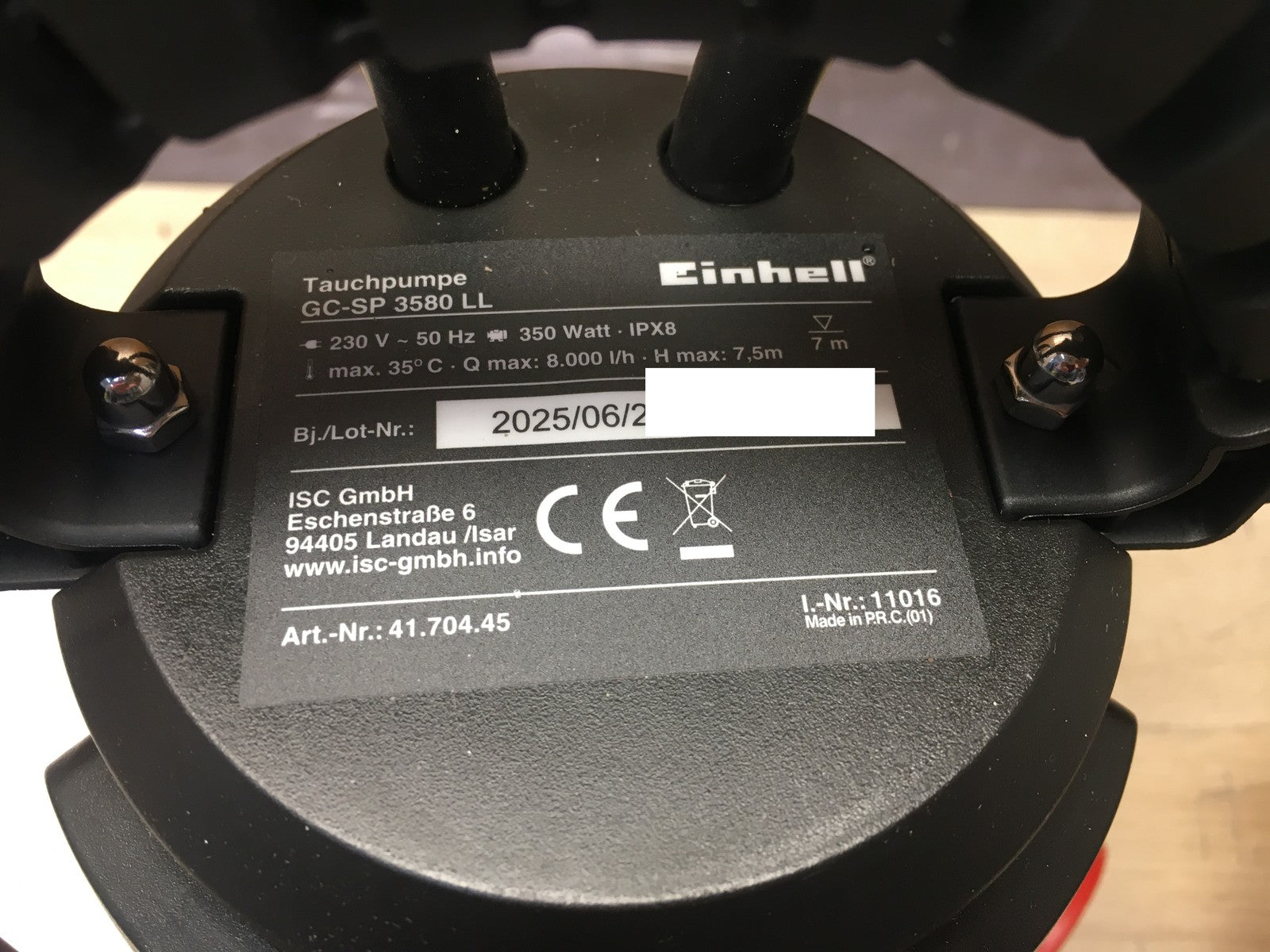 Einhell Tauchpumpe GC-SP 3580 LL, 350 W, 8.000 Liter pro Stunde, I39980