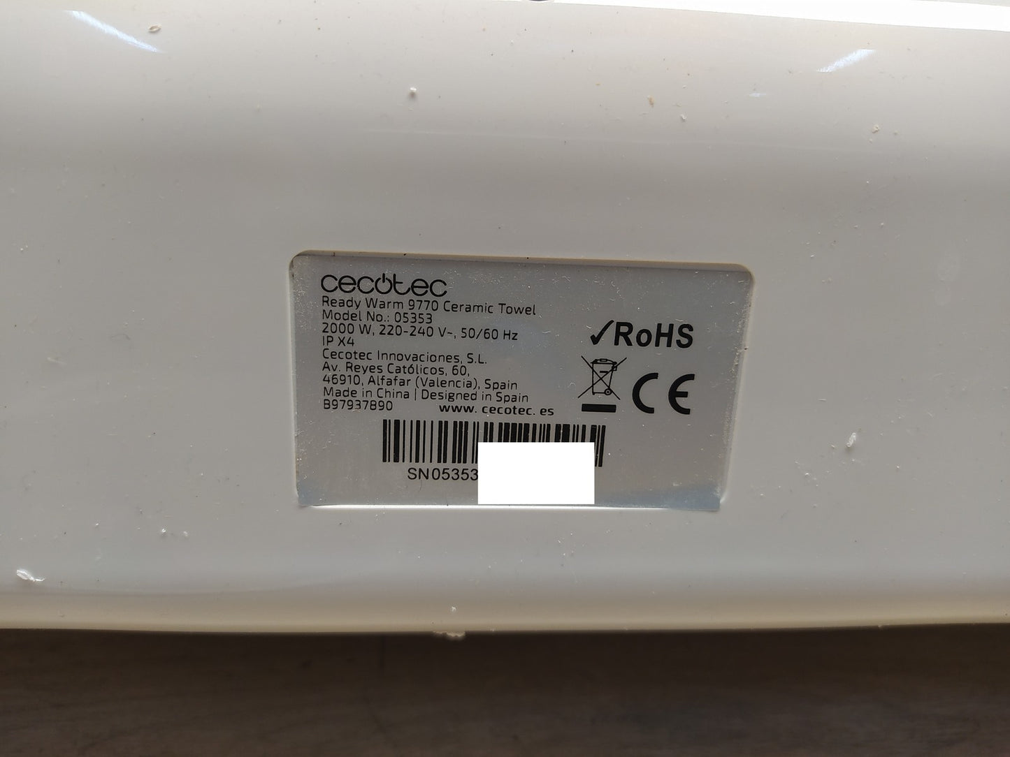 Cecotec 05353 Elektrischer Badheizkörper Ready Warm 9770 Ceramic Towel, I37537