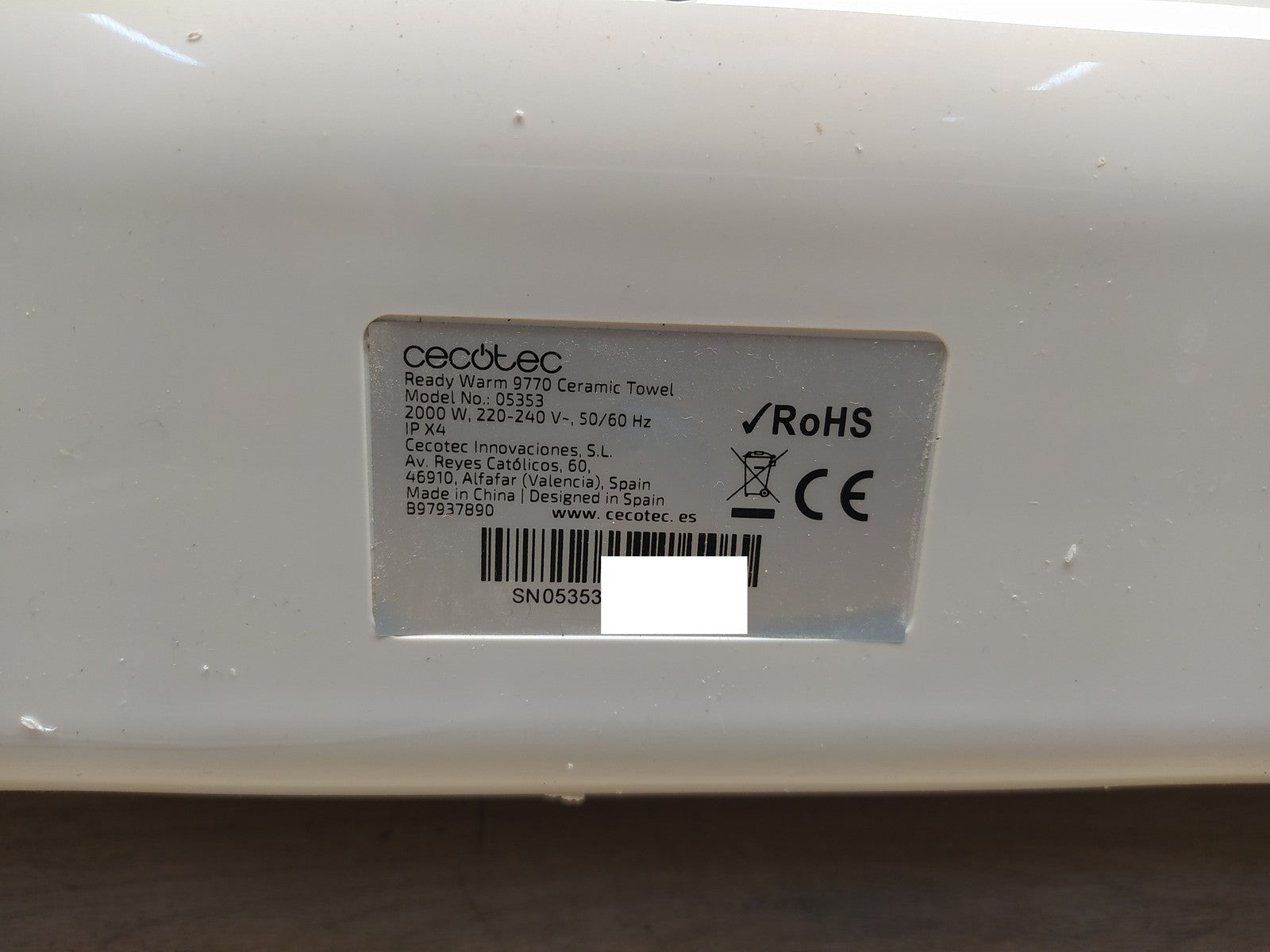 Cecotec 05353 Elektrischer Badheizkörper Ready Warm 9770 Ceramic Towel, I37537