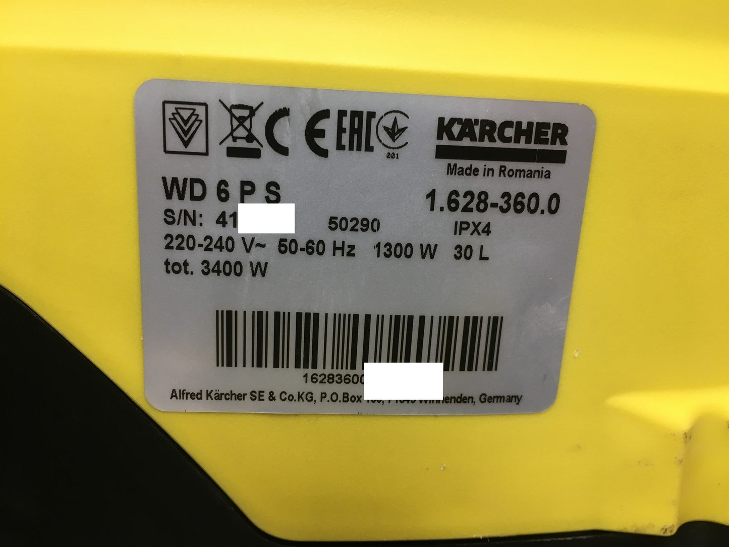 Kärcher Nass-/Trockensauger WD 6 P S (1.628-360.0), 1300 W, I39086