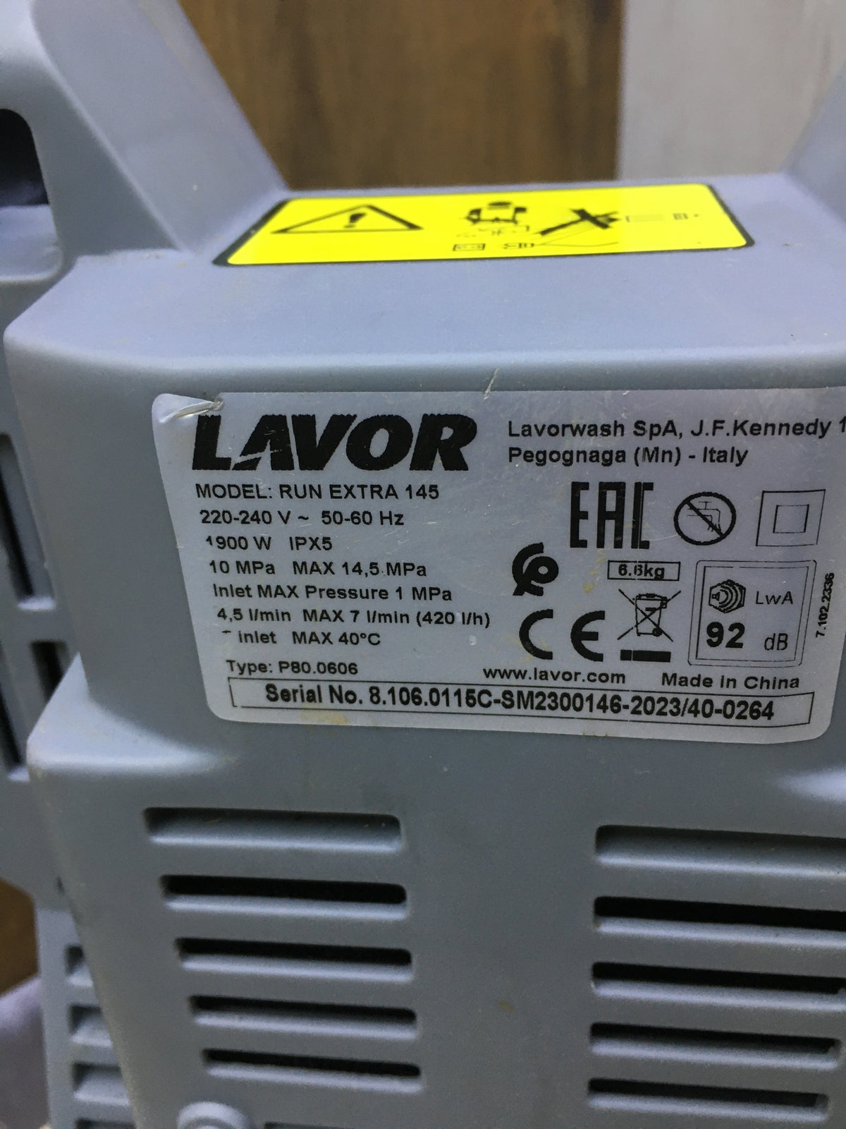 Lavor Hochdruckreiniger Run EXTRA 145 (8.106.0115C), I30565
