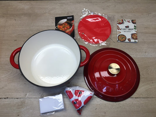 Overmont emaillierter Schmortopf Gusseisen 26cm, rot, I39308