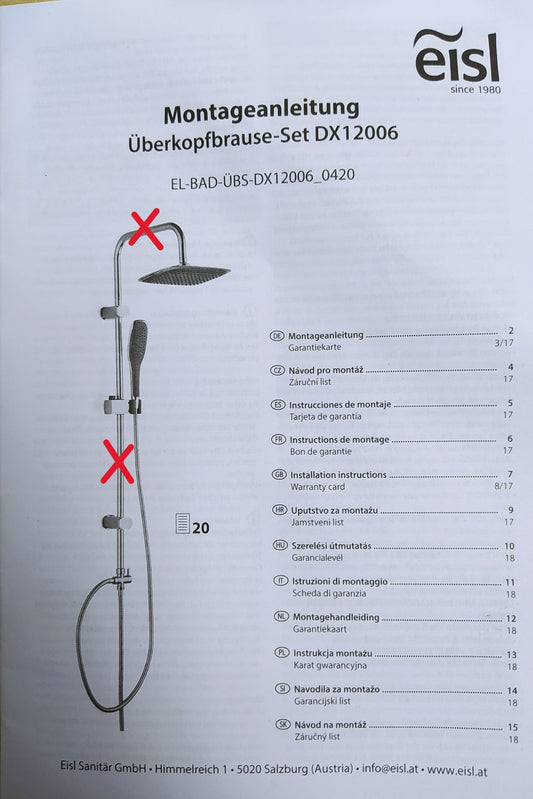 EISL DX12006 Duschset EASY FRESH mit großer Regendusche, I35730