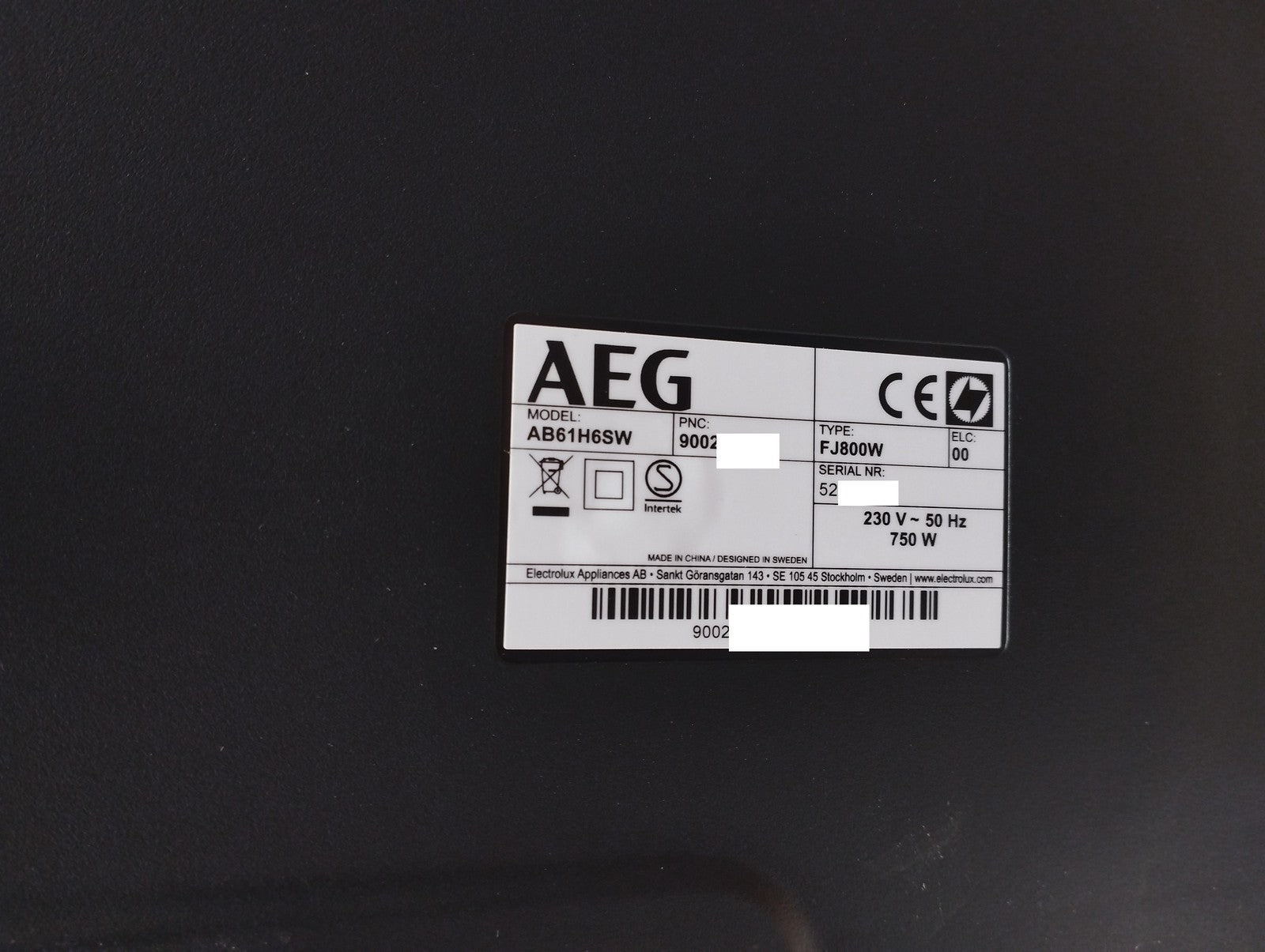 AEG AB61H6SW Staubsauger mit Beutel, 750W, I39970