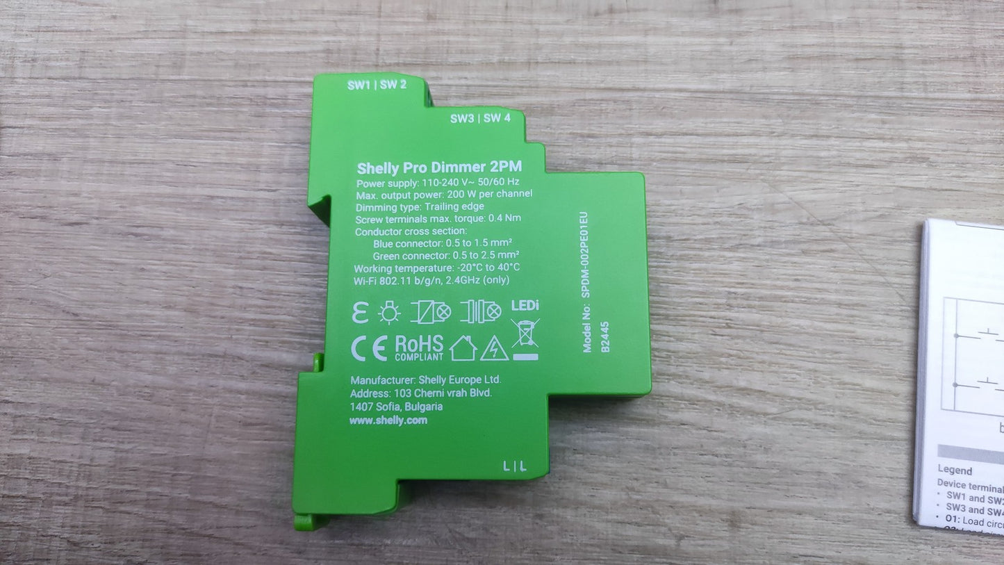 Shelly Pro Dimmer 2PM 2-Kanal-DIN-Hutschienen-Smart-Dimmer, I37291