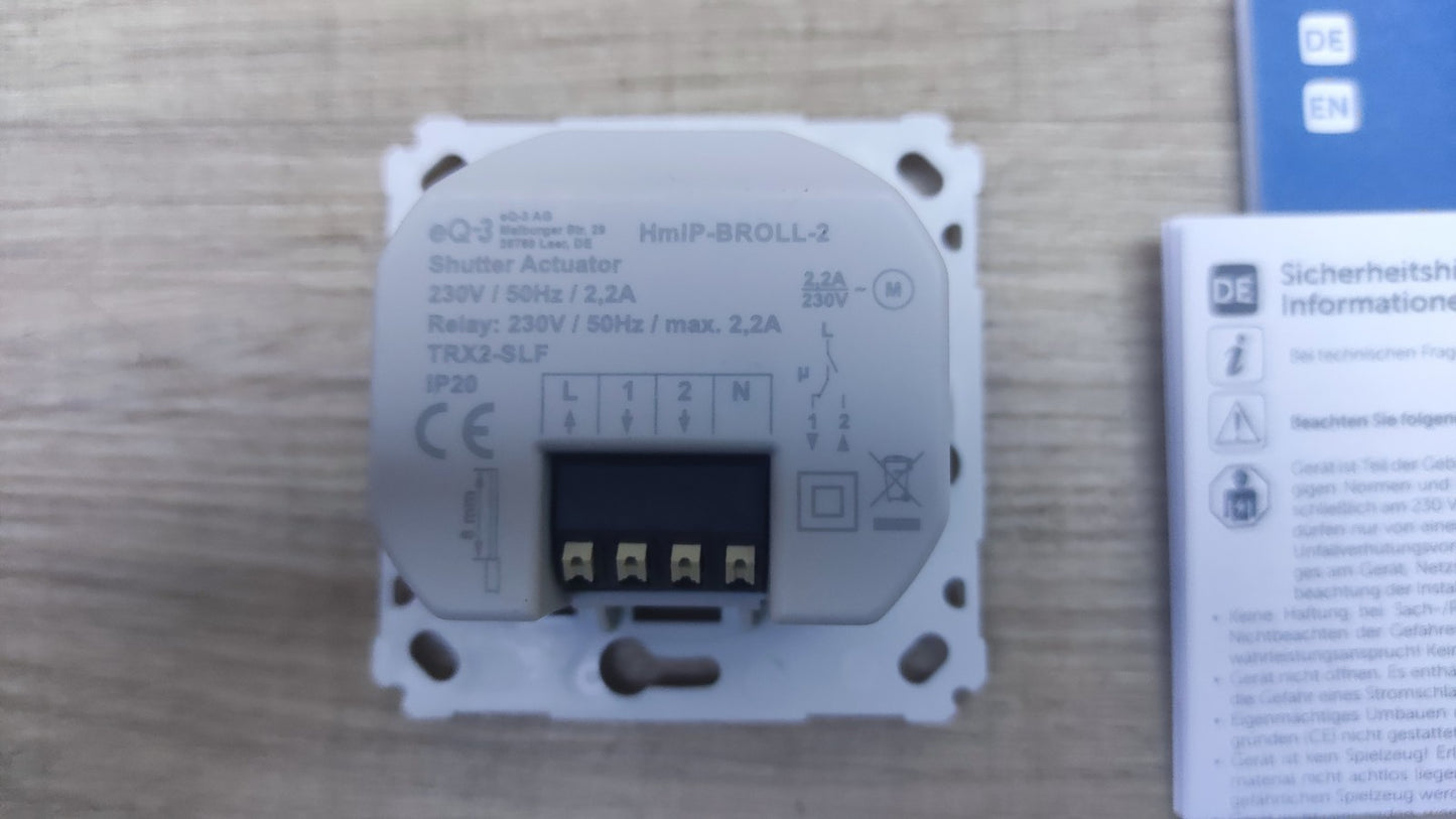 Homematic IP Rollladenaktor für Markenschalter HmIP-BROLL-2 151322A0, I37576