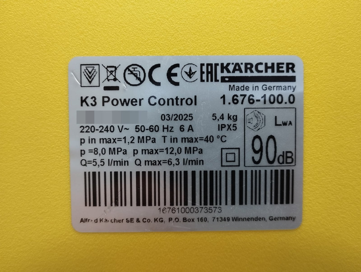 Kärcher K3 Power Control Hochdruckreiniger 1.676-100.0 mit Dreckfräser gelb