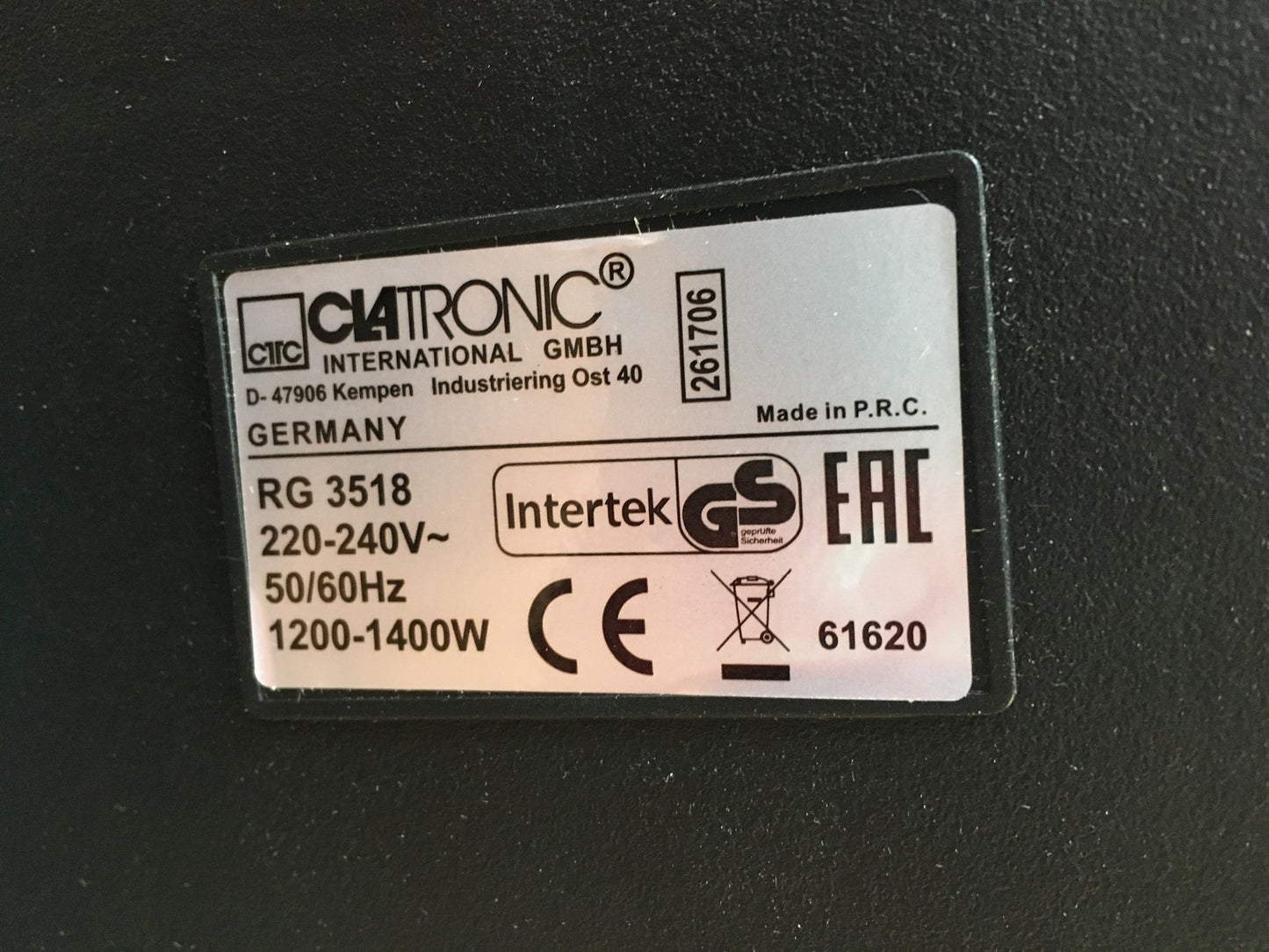 Clatronic RG 3518 Raclette ohne Stein mit Wendegussplatte, I39011