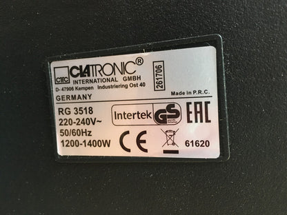 Clatronic RG 3518 Raclette ohne Stein mit Wendegussplatte, I39011