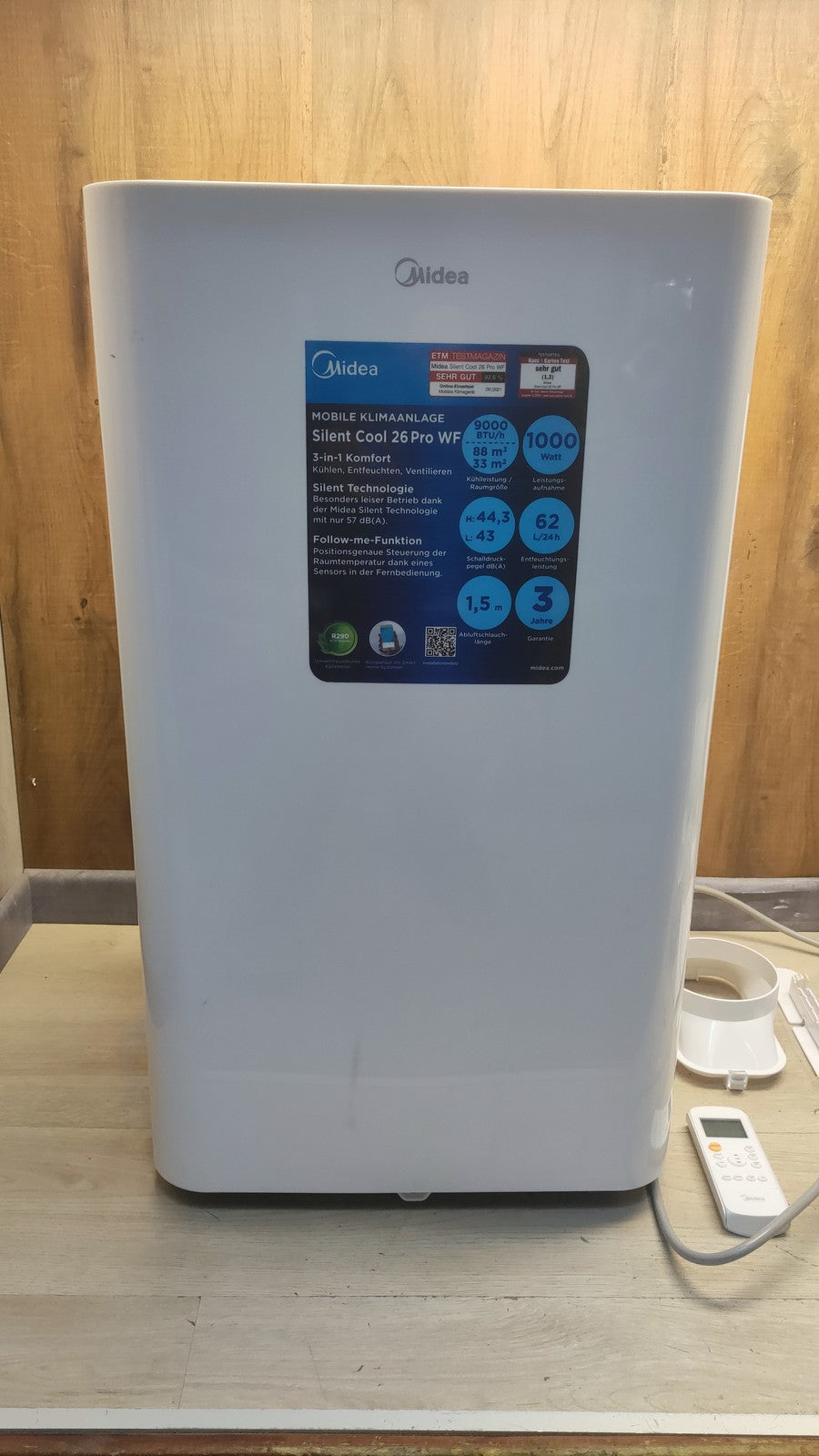 Midea Mobiles Klimagerät Silent Cool 26 Pro WF, 9000 BTU 2,6kW, EEK:A, I37686