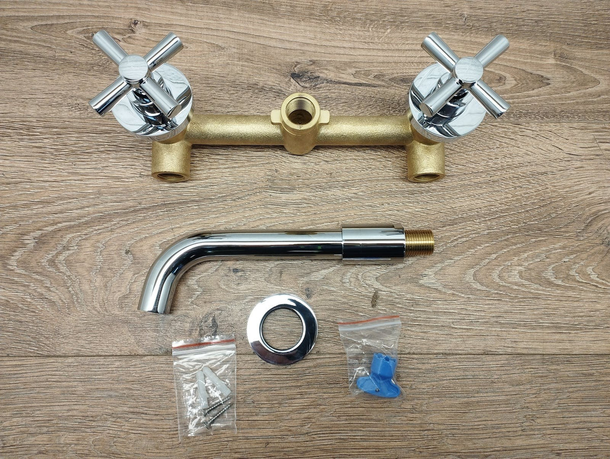 SUMERAIN SE1386CI Waschtischarmatur Chrom, Wasserhahn, Wandmontage