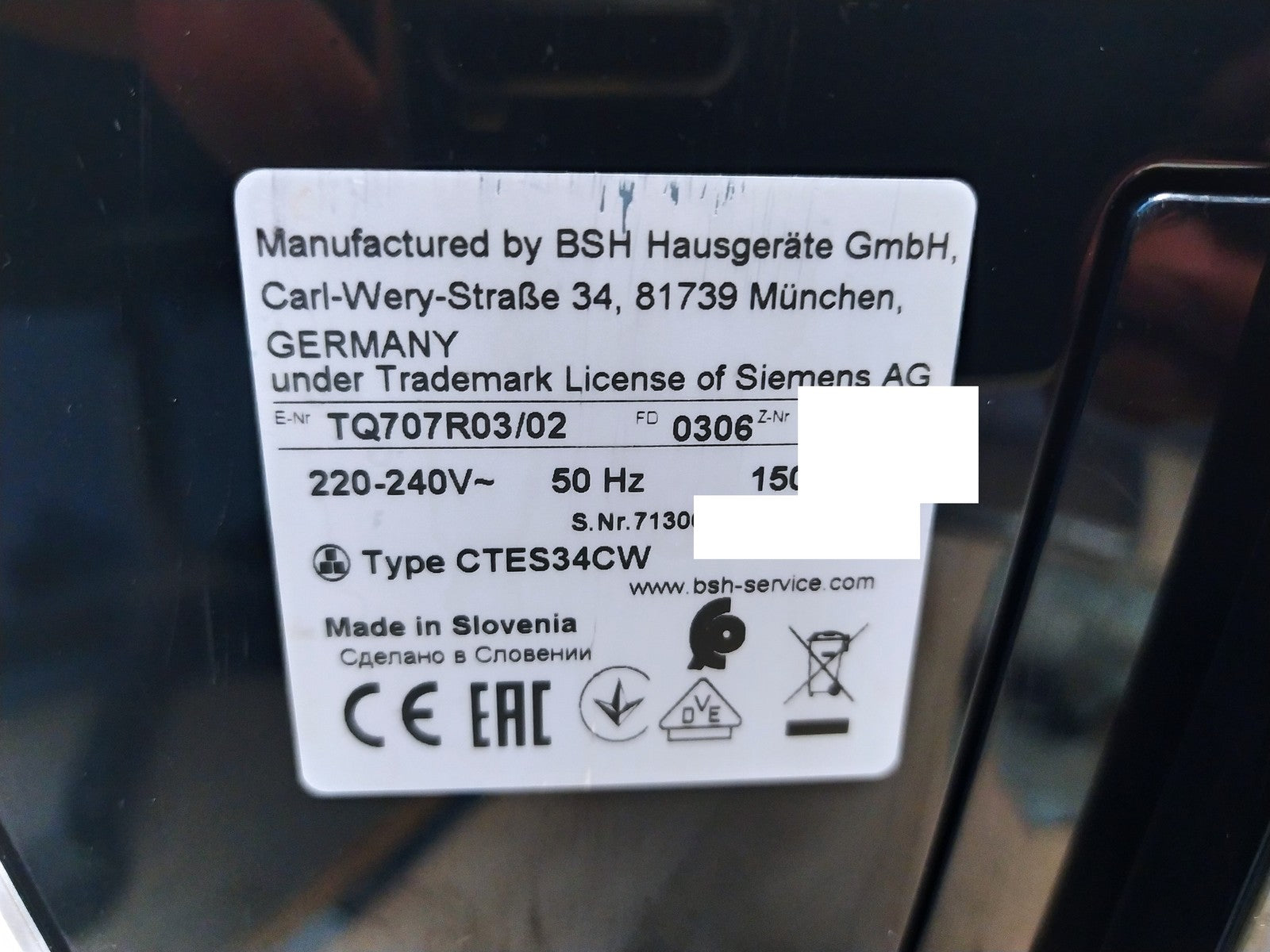 Siemens EQ700 Integral TQ707R03 Kaffeevollautomat I36624