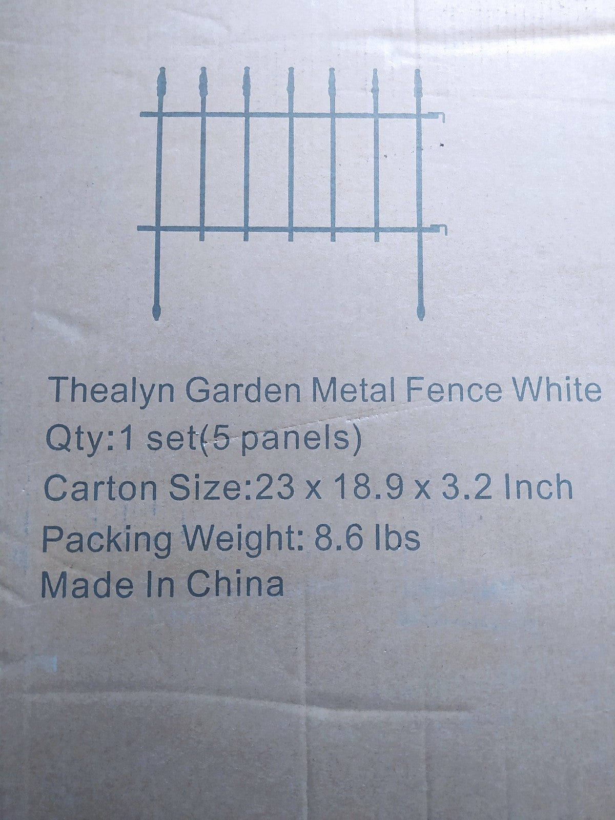 Thealyn Gartenzaun 57cm Breit x 45cm Hoch (5 Paneele, Gesamtlänge 2,8m), I36855