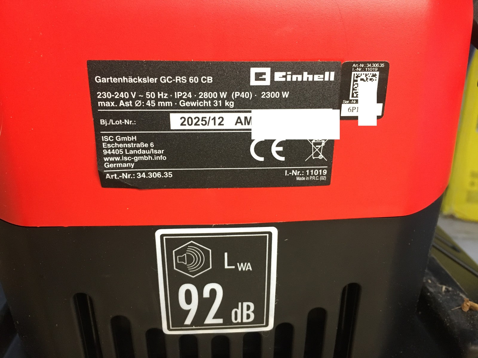 Einhell GC-RS 60 CB Elektro-Häcksler Walzenhäcksler 2300W (3430635), I38008
