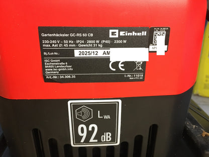 Einhell GC-RS 60 CB Elektro-Häcksler Walzenhäcksler 2300W (3430635), I38008