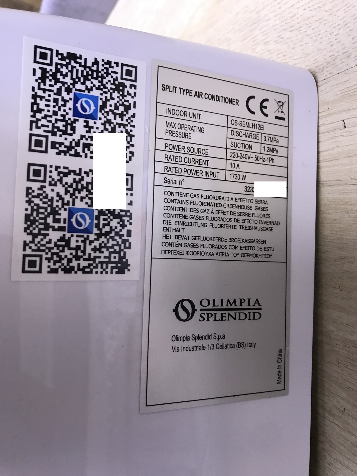 Olimpia Splendid MYSTRAL E Klimaanlage-Inneneinheit OS-SEMLH12EI, EEK:A++ I28493