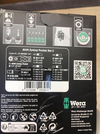 Wera 05004281001 Zyklop Pocket Set 2, Knarren Satz, 17-teilig, I39852