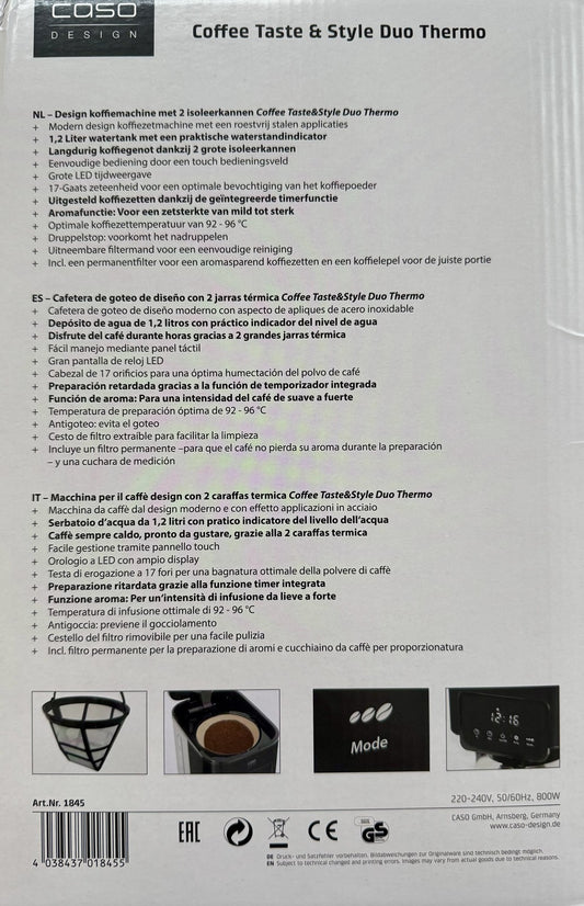 Caso MD-258BT Kaffeemaschine mit 2 Isolierkannen, I39592