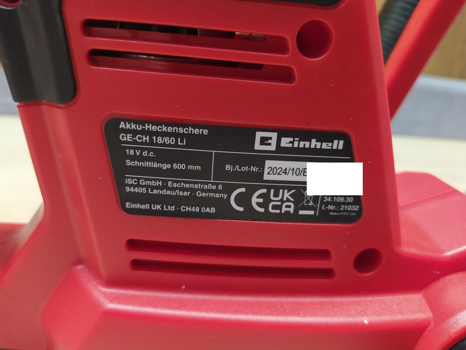 Einhell GE-CH 18/60 Li Akku-Heckenschere Solo Schnittlänge 64cm (3410930) I38294