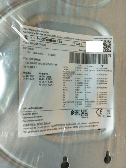 Bosch Gaskochfeld PCQ7A5B90 Series 6, Gas Hob, 75 cm, Edelstahl, I39438