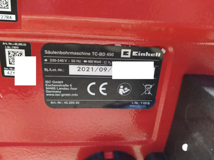 Einhell Säulenbohrmaschine TC-BD 450 (4520592), 450W, I37315
