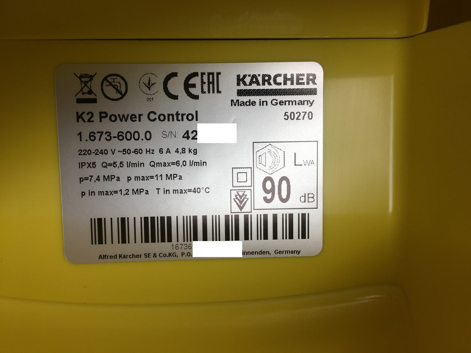 Kärcher K2 Power Control Hochdruckreiniger (1.673-600.0), I39073