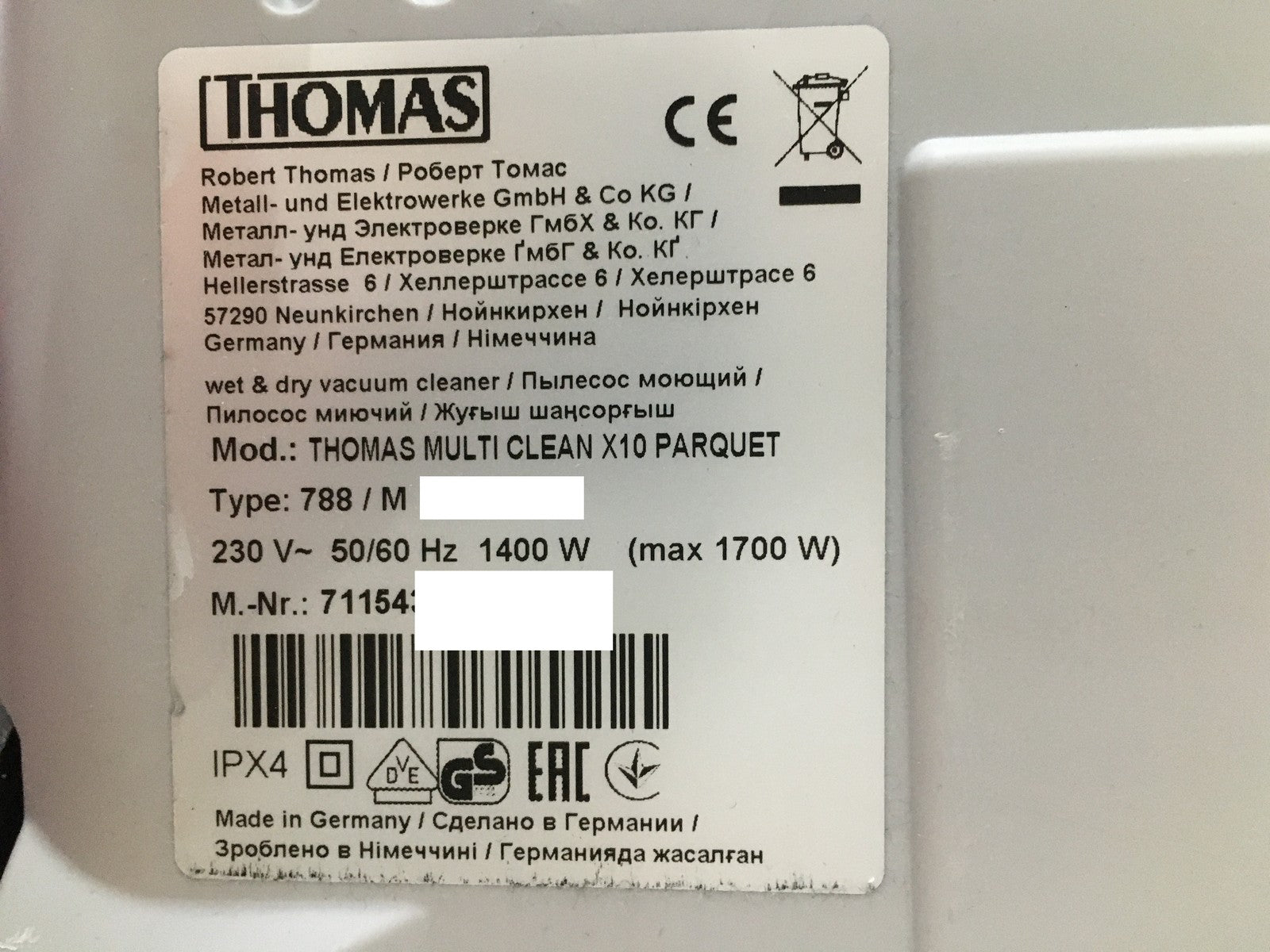 THOMAS Aqua+ Multi CLEAN X10 PARQUET Staubsauger, Waschsauger, beutellos, I36241