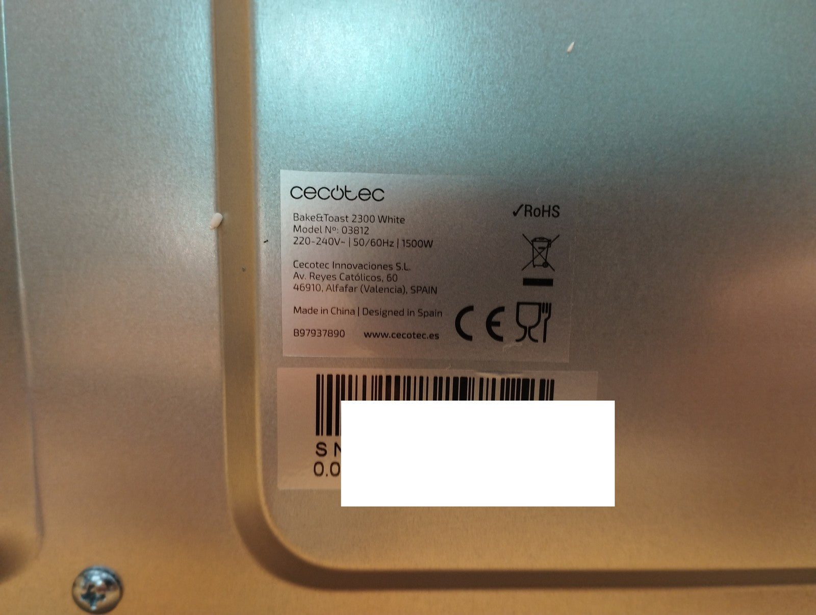 Cecotec Bake&Toast 2300 White Tischbackofen (03812), 1500W, I39423