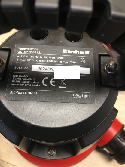 Einhell Tauchpumpe GC-SP 3580 LL, 350 W, 8.000 Liter pro Stunde, I40605