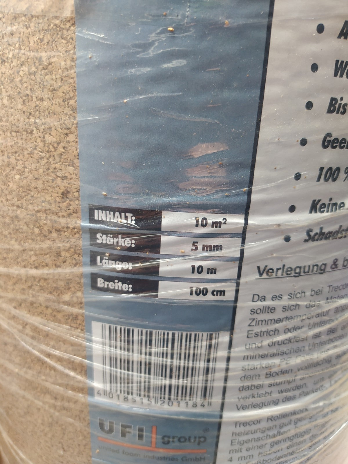 TRECOR Trittschalldämmung Rollenkork Stärke 5 mm, 10 m²  Rolle, I36828