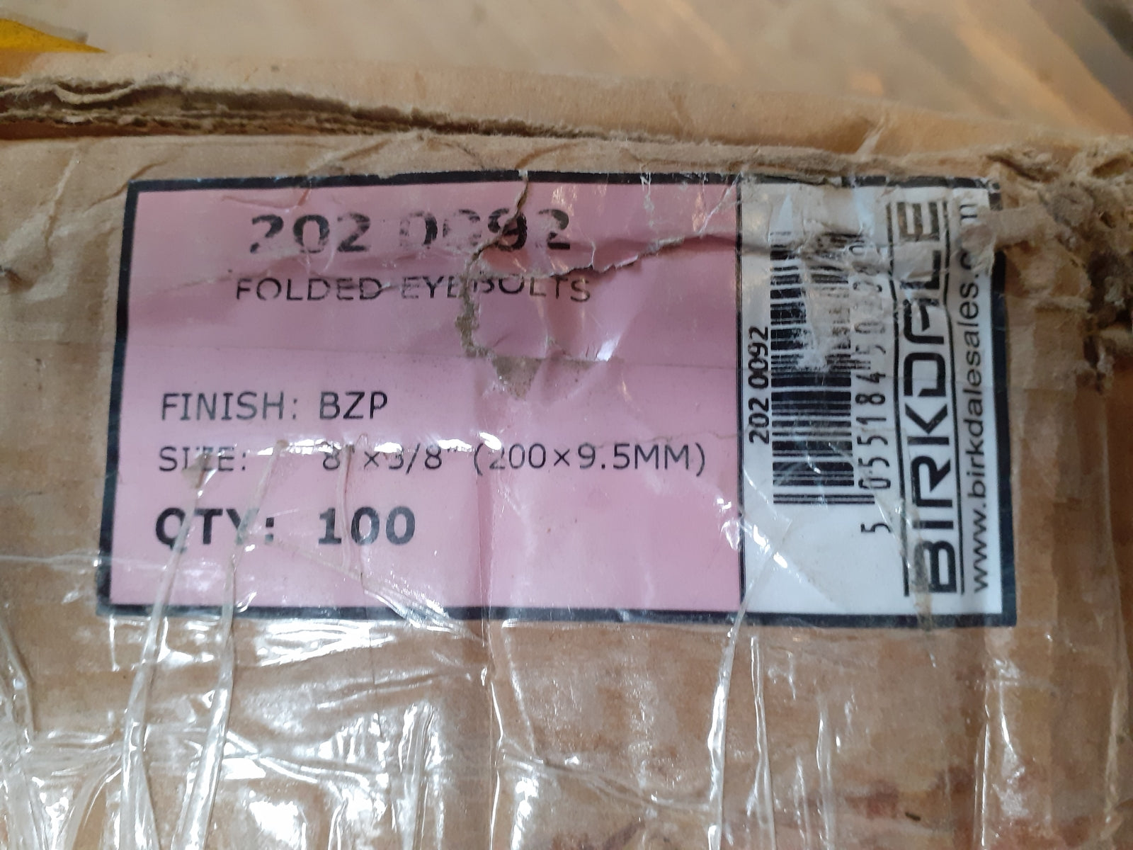 100 Stück Birkdale Ringschrauben 8 x 3/8" 200x9.5mm BZ I13094