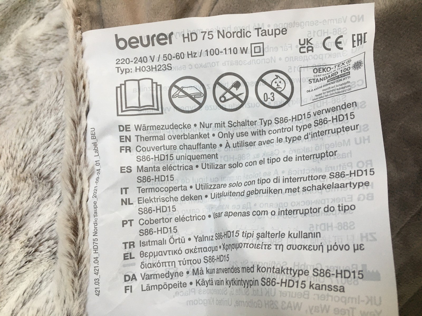 Beurer HD 75 Nordic Heizdecke 180 x 130 cm, kuschelige Wärmedecke, I37620