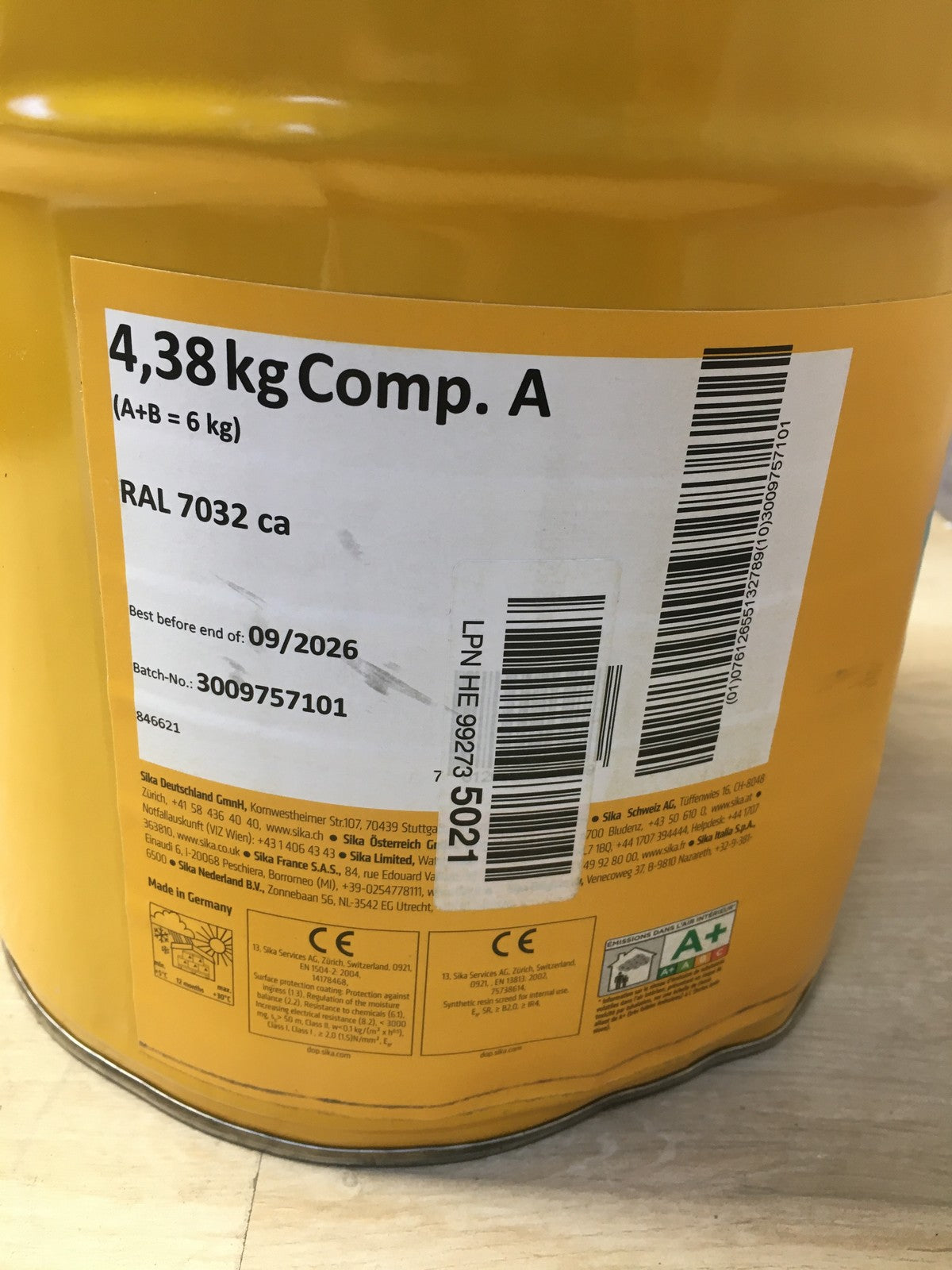 SIKA Epoxidharz Bodenbeschichtung, Komponente A, 4,38 kg, Kieselgrau, I37411