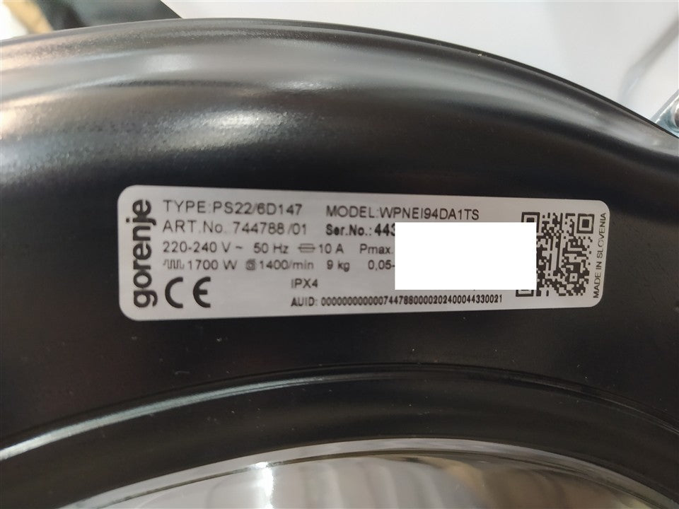 Gorenje WPNEI94DA1TS 9kg Waschmaschine mit Dampffunktion 1400U/min, EEK:A I35614
