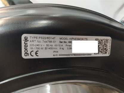 Gorenje WPNEI94DA1TS 9kg Waschmaschine mit Dampffunktion 1400U/min, EEK:A I35614