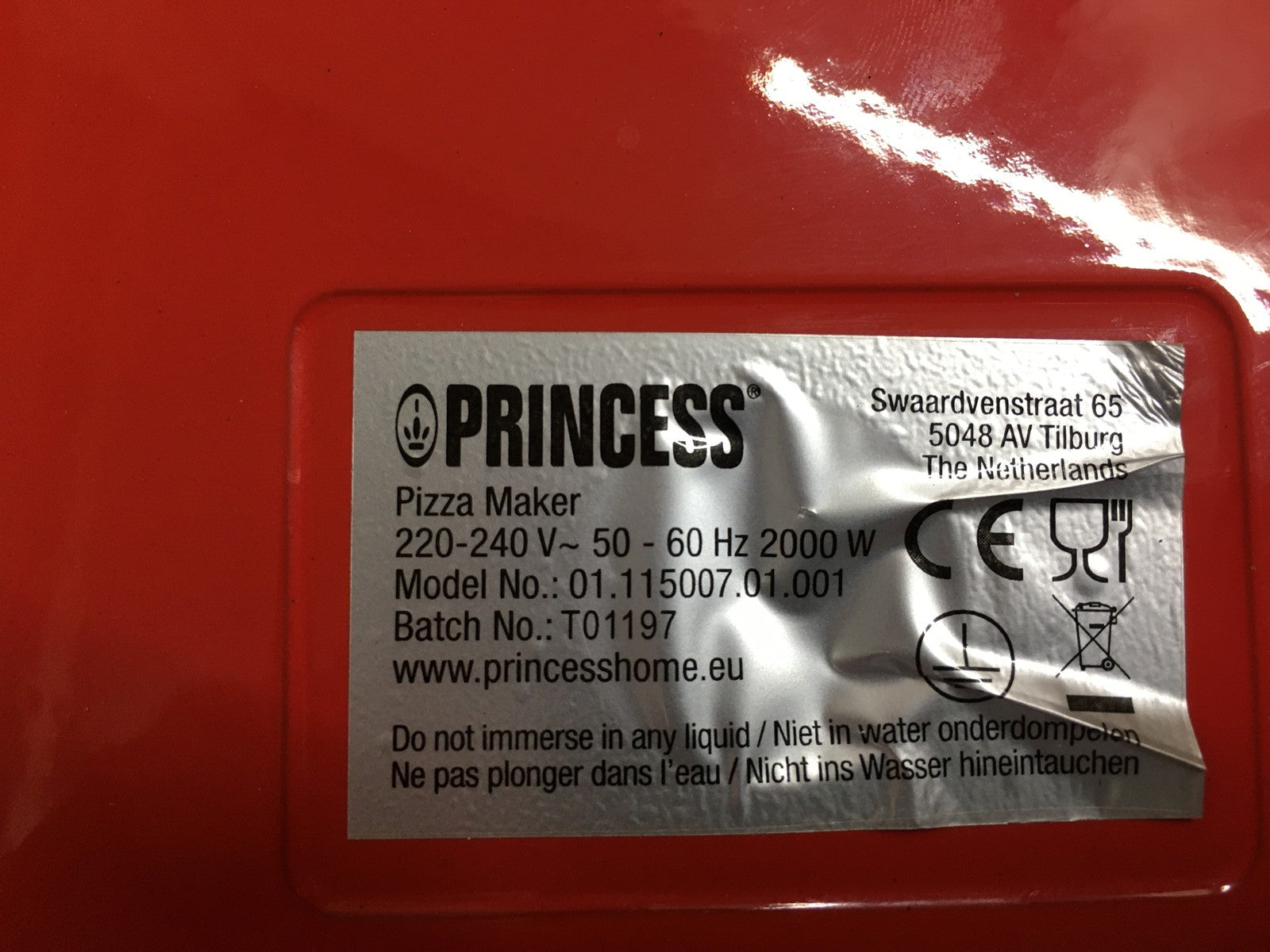 Princess 1.115007.01.001 Pizza Maker Pizzamacher, 2000W, I39578