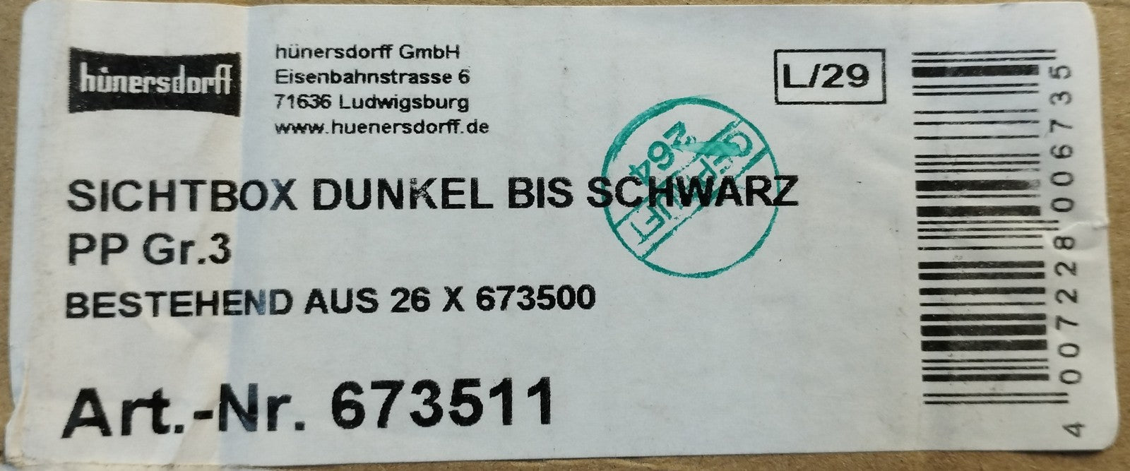 Hünersdorff 673511 Sichtbox Gr. 3 Kunststoff schwarz, I39883
