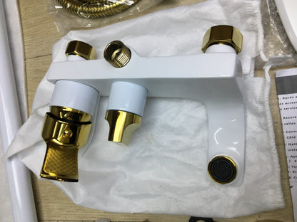 QJUZO Duschset mit Thermostat, Regendusche, golden-weiß, I35101