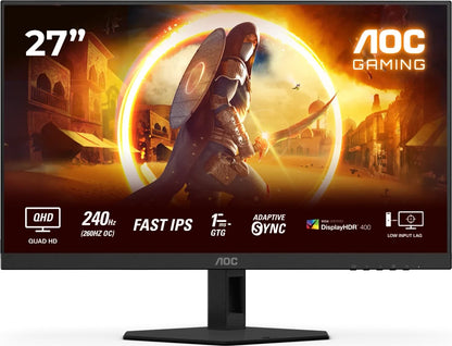 AOC Q27G4ZR Gaming Monitor 27" WQHD 2560x1440 IPS DP HDMI Adaptive Sync 260Hz OC