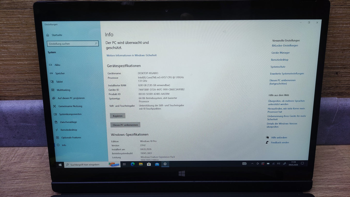 Dell Latitude 12 7275 Tablet 12.5" FHD Core m5-6Y57 8GB 256GB Thunderbolt USB-C
