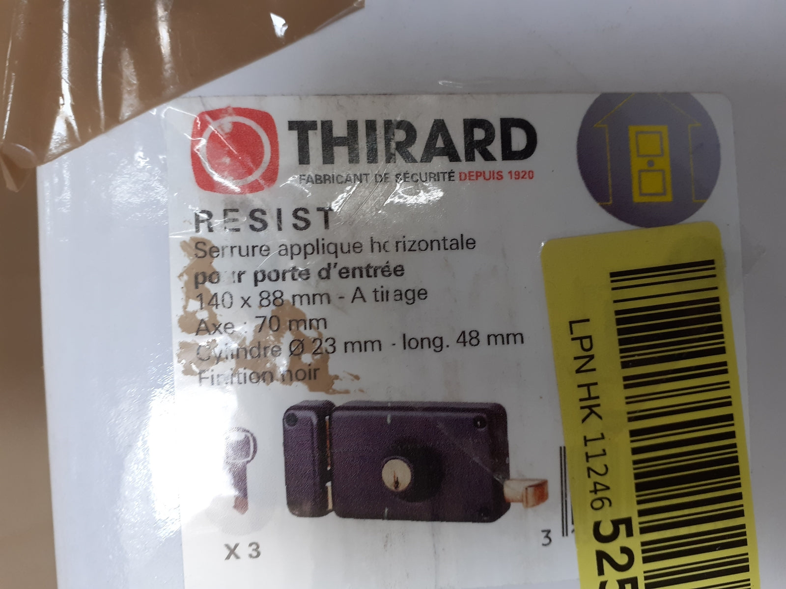 THIRARD Horizontales Ziehschloss schwarz 140x88 mm, Zylinder Ø23x45 mm, I18427