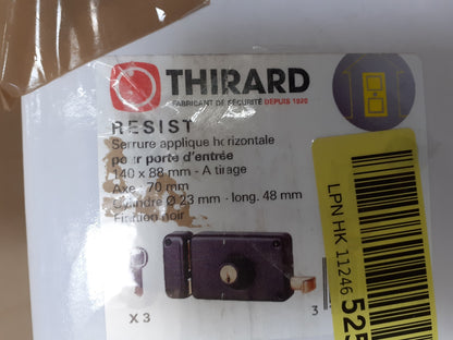 THIRARD Horizontales Ziehschloss schwarz 140x88 mm, Zylinder Ø23x45 mm, I18427