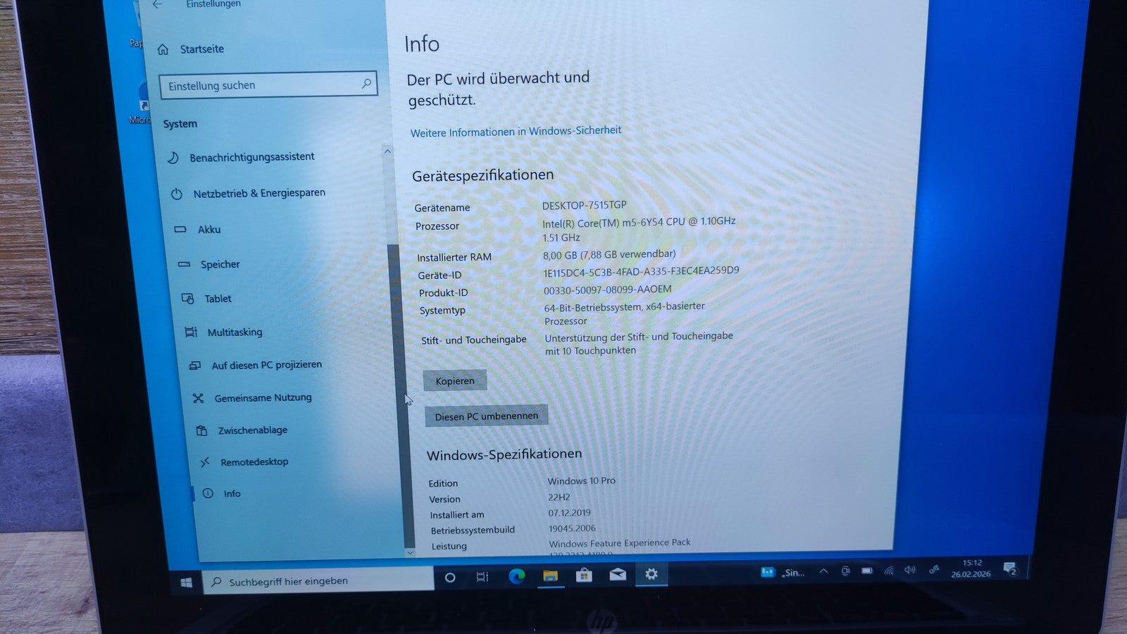 HP Elite x2 1012 G1 Tablet Touch 12" FHD 1920x1280 Intel M5-6Y54 8GB 256GB LTE