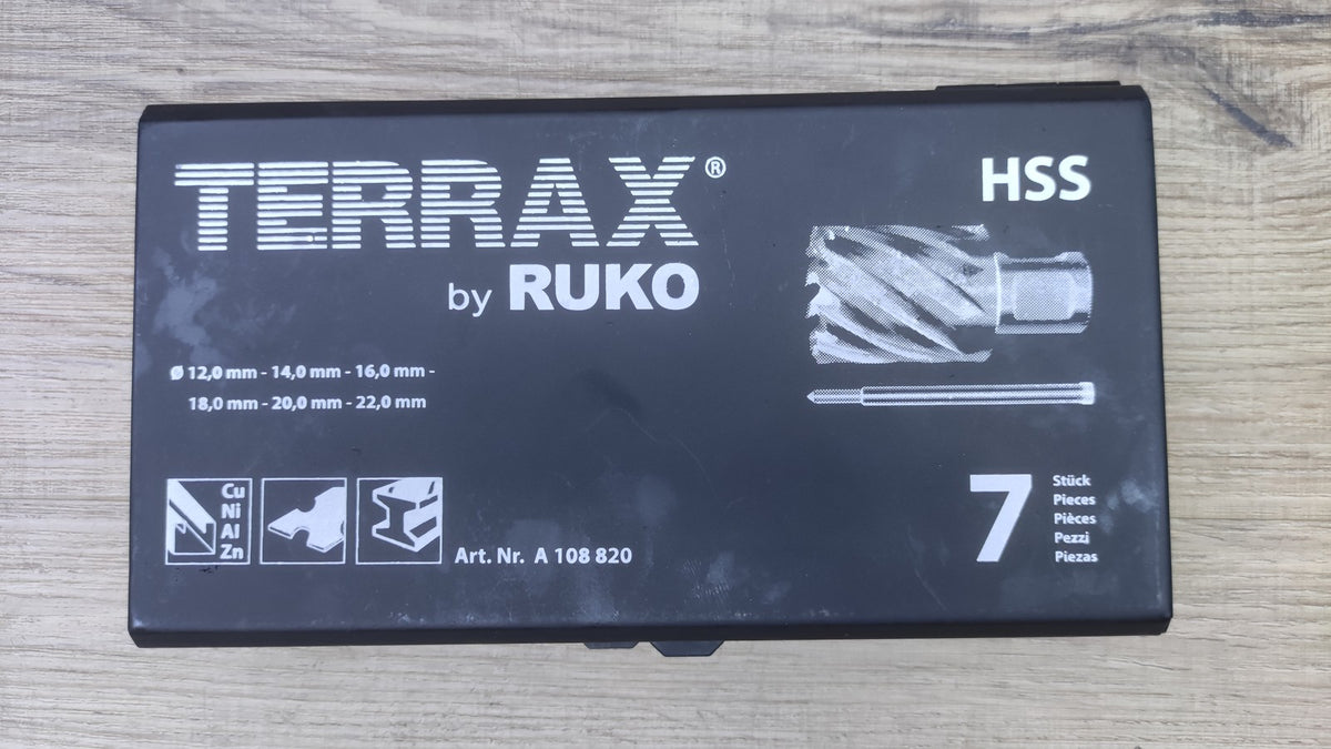TERRAX A108820 Kernbohrer-Satz HSS mit Weldonschaft (3/4") 7-teilig I40879