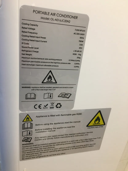 Toiovcu mobile Klimaanlage OL-A016JC20N2, 7000BTU, Klimagerät, I39773