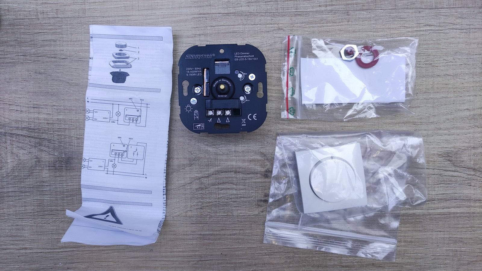 EBROM LED Dimmer Drehdimmer + Dimmerabdeckung 11378989 weiß, Unterputz, I36381