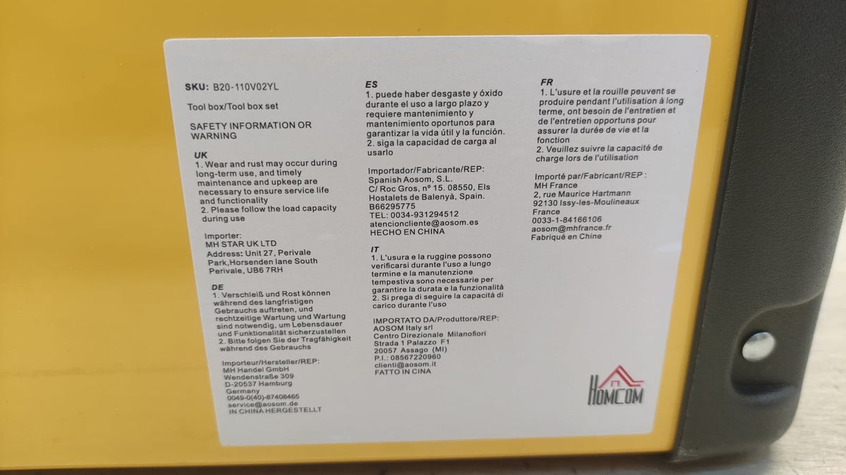 HOMCOM B20-110V02YL Werkzeugkoffer leer