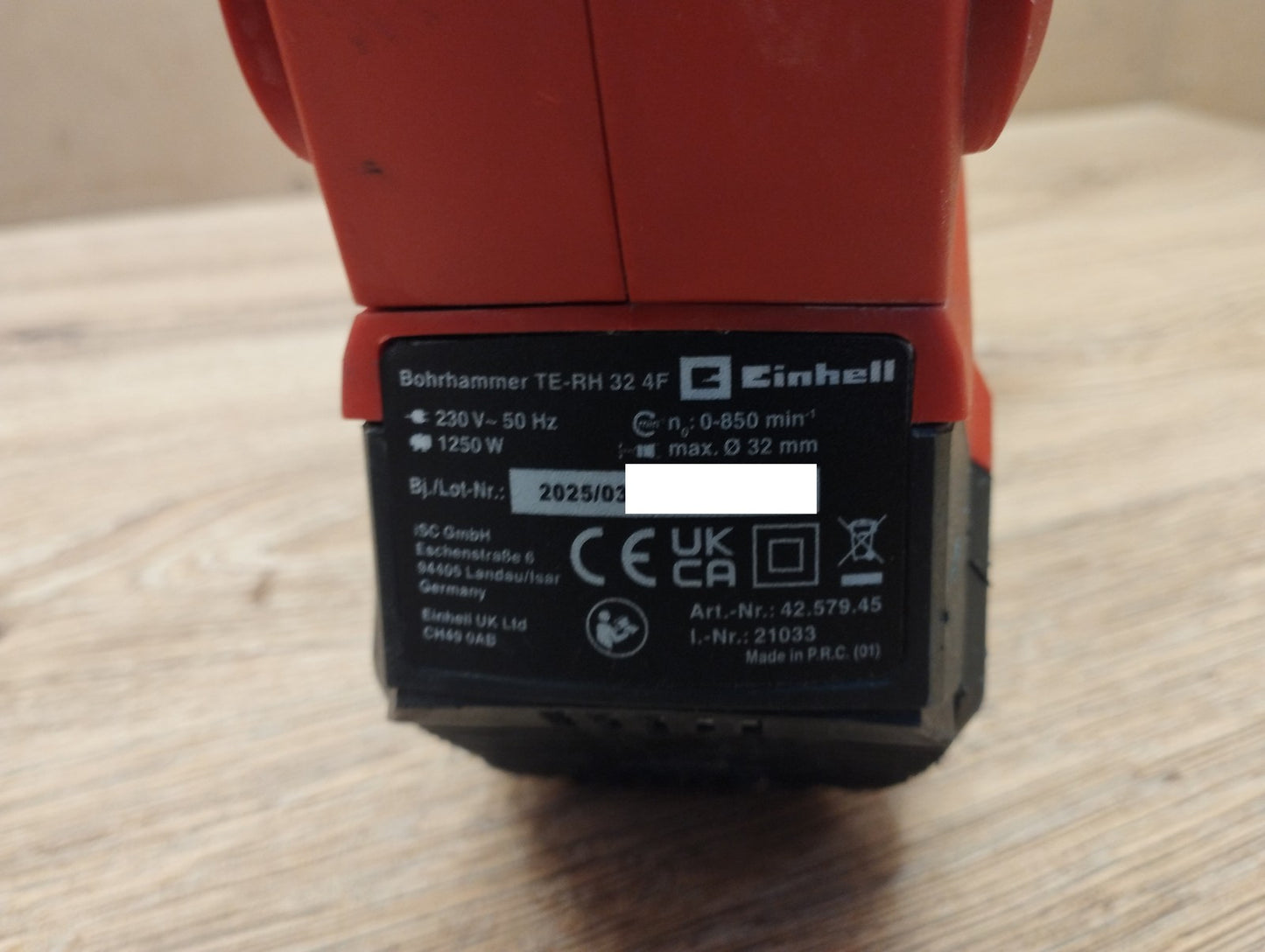 Einhell Bohrhammer TE-RH 32 4F (1250 W, 5 Joule, 32 mm Bohrleistung), I39863