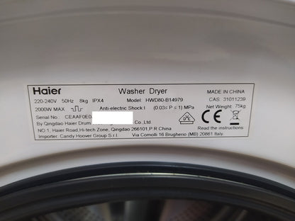 Haier HWD80-B14979 Waschtrockner 8+5 kg, 1400 RPM, Frontlader, I34998